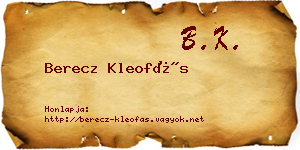 Berecz Kleofás névjegykártya